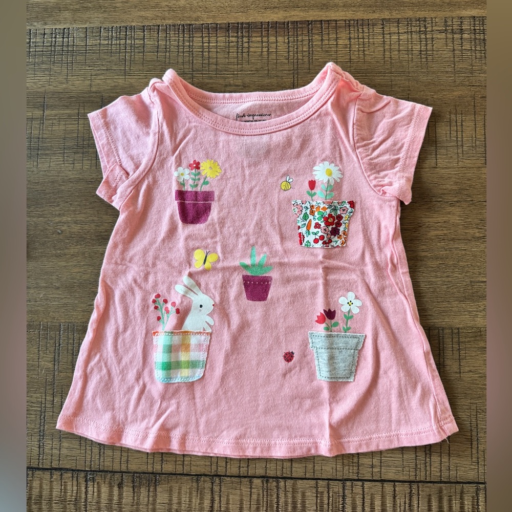 FIRST IMPRESSIONS | Toddler Bunny/Flowers-Print Short Sleeve T-Shirt - 18 Months